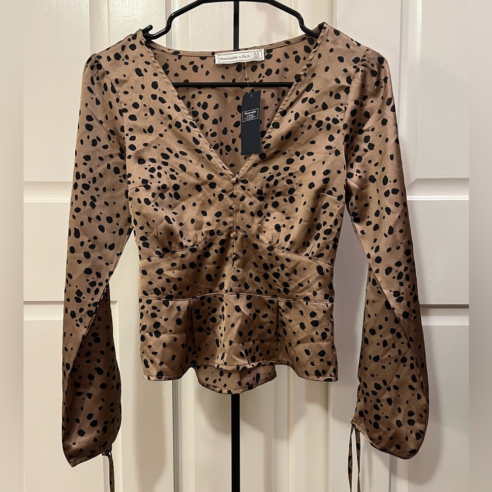 Abercrombie & Fitch Cheetah Print Long-Sleeve Blouse